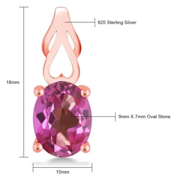 18K Rose Gold 925 with 3.60 Cttw Pink Mystic Topaz Oval Post Back Drop Earrings - Picture 4 of 4